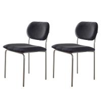 Conjunto Com 2 Cadeiras Metal Marchezine Moderna Mobilia Linho Preto Prata - 1