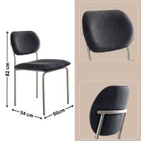 Conjunto Com 2 Cadeiras Metal Marchezine Moderna Mobilia Linho Preto Prata - 3