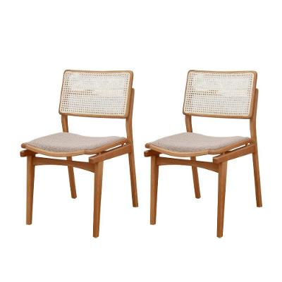 Conjunto Com 2 Cadeiras Madeira Eva Premium Brisa Imbuia Natural