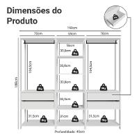 Guarda-roupa Closet Modulado 4 Gavetas 199 Cm Valencia Madesa Branco - 3