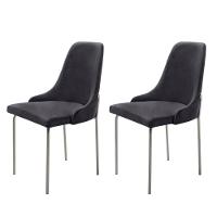 Conjunto Com 2 Cadeiras Metal Vicenza Moderna Mobilia Linho Preto Prata - 1