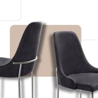 Conjunto Com 2 Cadeiras Metal Vicenza Moderna Mobilia Linho Preto Prata