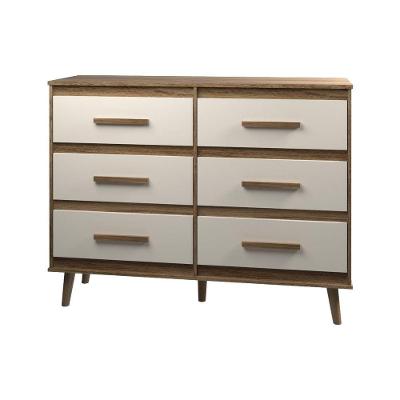 Cômoda 6 Gavetas Maya Com Puxadores E Pés Retro Design Moderno Quarto Savana Mobília Decor