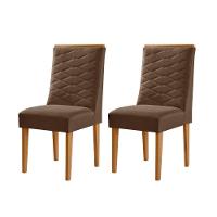 Conjunto Com 2 Cadeiras Mdf Eloise P/ Sala De Jantar Moderna Veludo Marrom/naturalle - 1