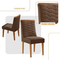 Conjunto Com 2 Cadeiras Mdf Eloise P/ Sala De Jantar Moderna Veludo Marrom/naturalle - 2