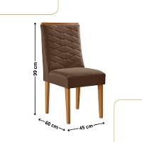 Conjunto Com 2 Cadeiras Mdf Eloise P/ Sala De Jantar Moderna Veludo Marrom/naturalle - 3