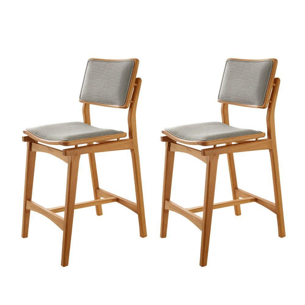 Conjunto Com 2 Banquetas Eva Moderna Luna Imbuia Natural - 1