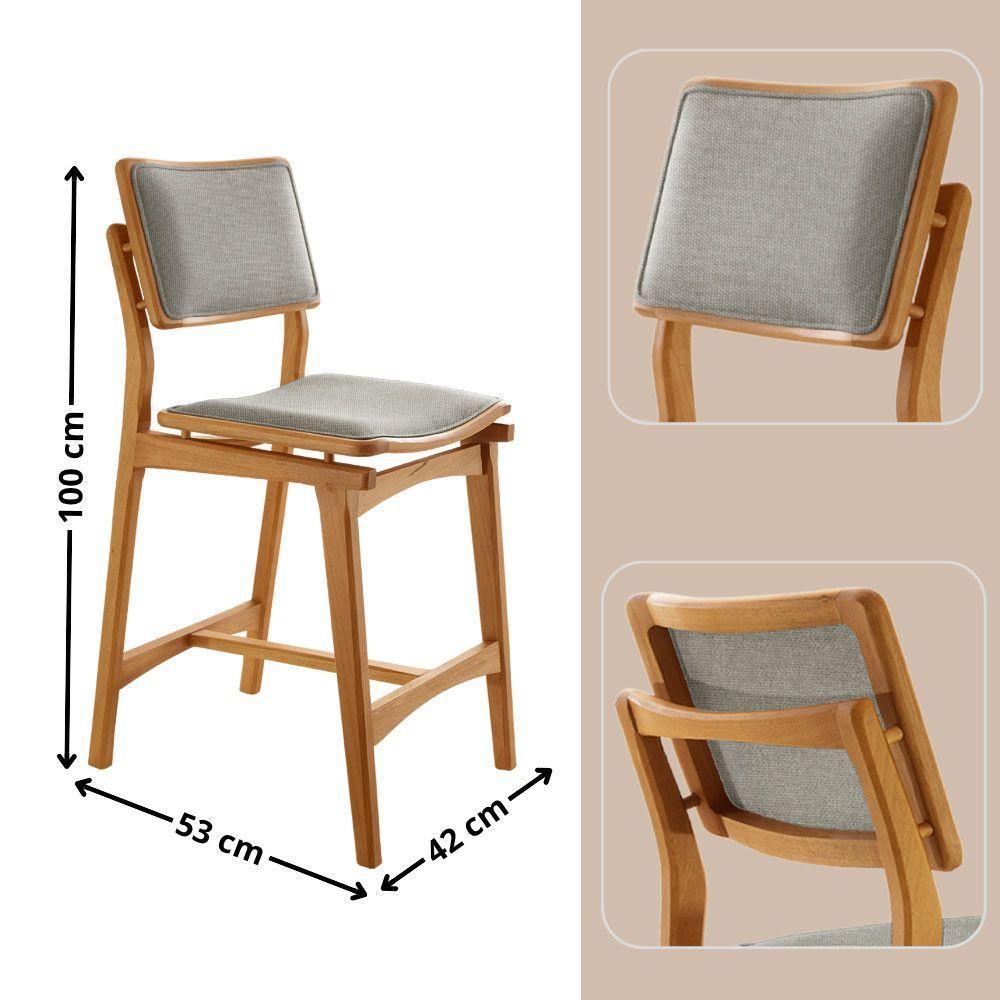 Conjunto Com 2 Banquetas Eva Moderna Luna Imbuia Natural - 2