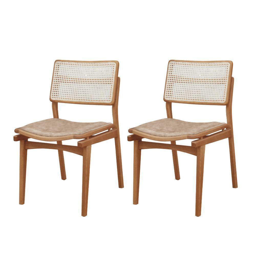 Conjunto Com 2 Cadeiras Madeira Eva Premium Milano Imbuia Natural - 1