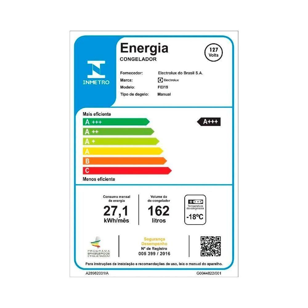 Freezer Vertical Electrolux 1 Porta Reversível E 3 Gavetas 162L FEI19 Branco 110V - 5