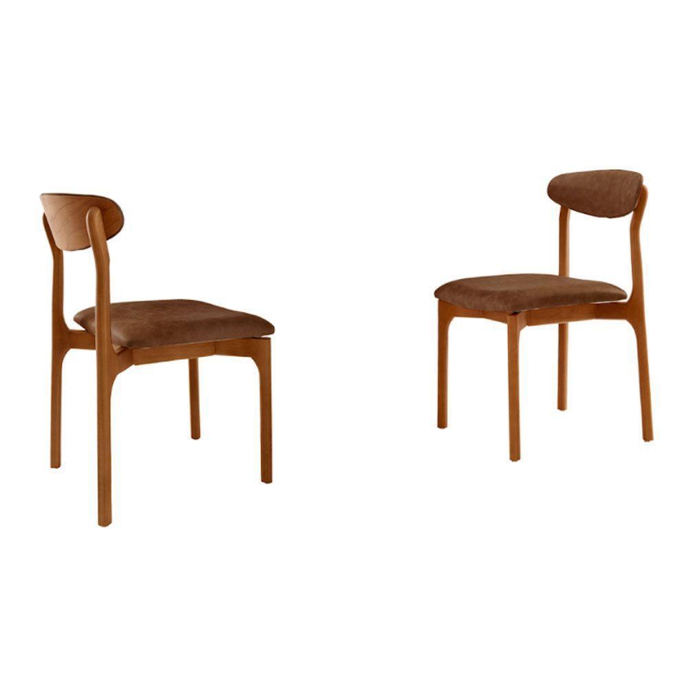 Conjunto Com 2 Cadeiras Noronha Moderna Mobília Prada Cinamomo Imbuia - 1