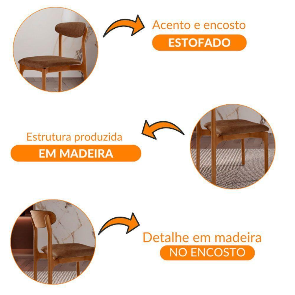 Conjunto Com 2 Cadeiras Noronha Moderna Mobília Prada Cinamomo Imbuia - 5