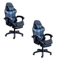 Kit 2 Cadeiras Gamer Stillus Ergonômica Com Apoio Para Os Pés - Cinza - 1