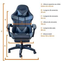 Kit 2 Cadeiras Gamer Stillus Ergonômica Com Apoio Para Os Pés - Cinza - 6
