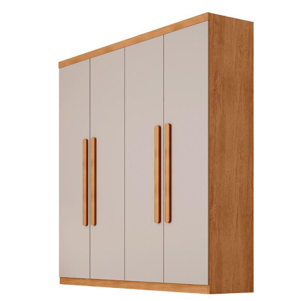 Guarda Roupa Casal Fenix 4 Portas 3 Gavetas Rufato Naturalle Off White - 2