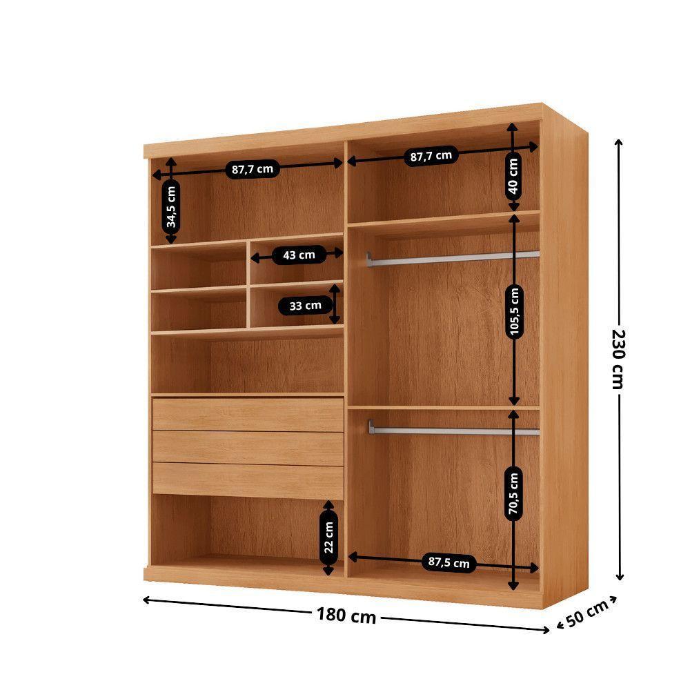 Guarda Roupa Casal Fenix 4 Portas 3 Gavetas Rufato Naturalle Off White - 3