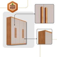 Guarda Roupa Casal Fenix 4 Portas 3 Gavetas Rufato Naturalle Off White - 5