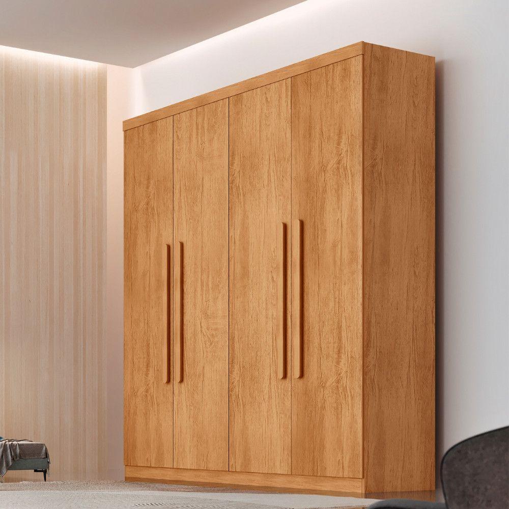 Guarda Roupa Casal Fenix 4 Portas 3 Gavetas Rufato Naturalle - 1