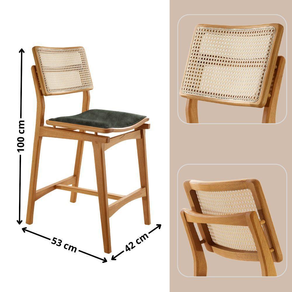 Conjunto Com 2 Banquetas Eva Premium Jade Imbuia Natural - 2