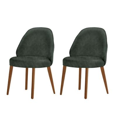 Conjunto Suíça Com 2 Cadeiras Madeira Moderna Mobília Jade Imbuia Natural