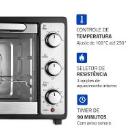 Forno Elétrico 52L Grand Family II Mondial Preto/inox 1800W FRN-52-B 220V