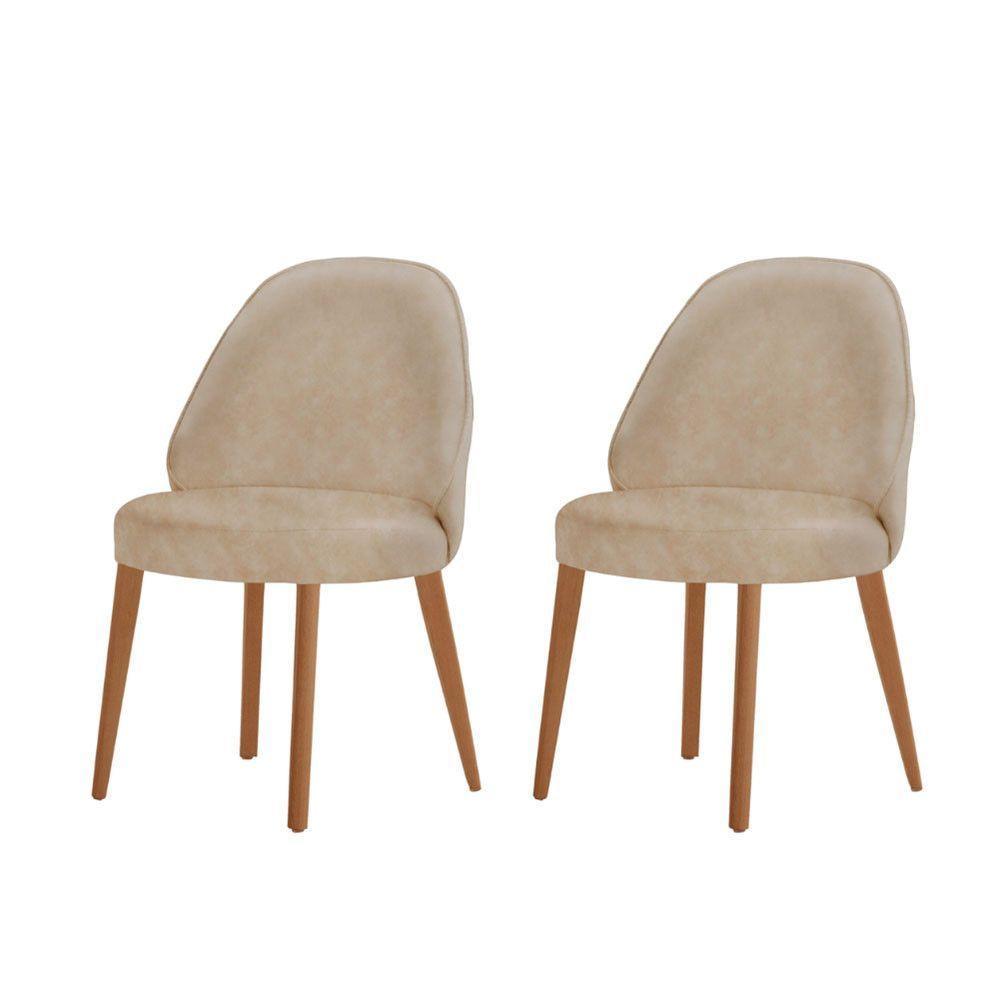 Conjunto Suíça Com 2 Cadeiras Madeira Moderna Mobília Milano Imbuia Natural - 1