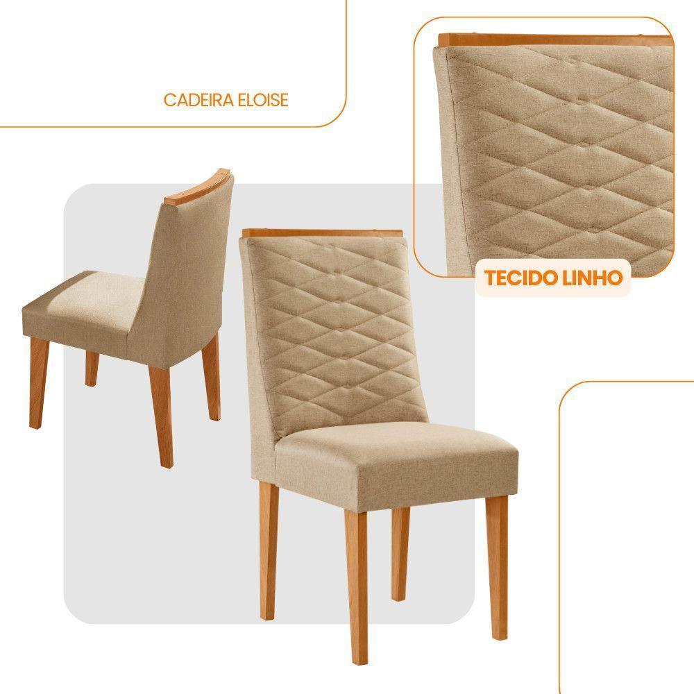 Conjunto Com 2 Cadeiras Mdf Eloise P/ Sala De Jantar Moderna Turim 07/naturale - 2