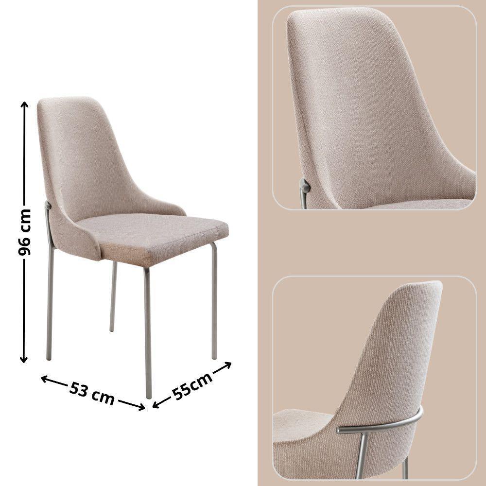 Conjunto Com 2 Cadeiras Metal Vicenza Moderna Mobilia Brisa Prata - 5