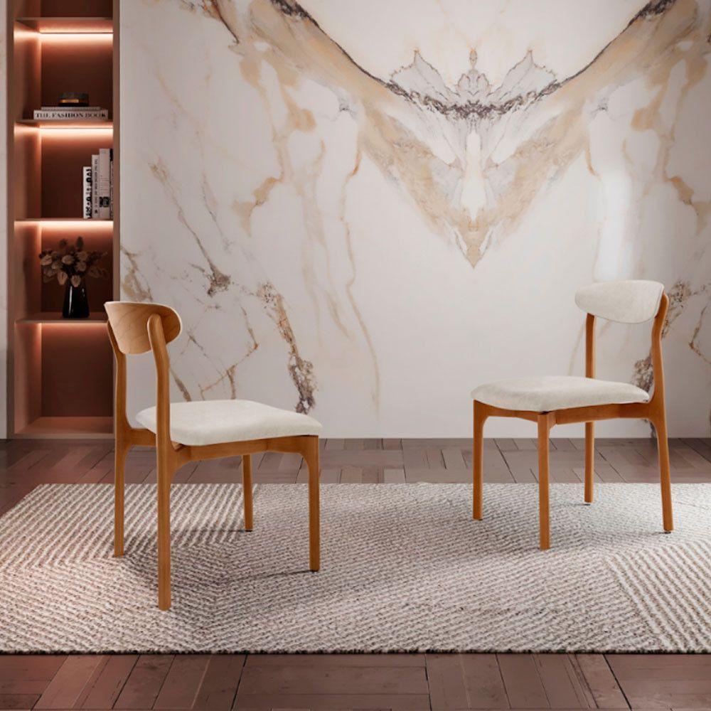 Conjunto Com 2 Cadeiras Noronha Moderna Mobília Bouclê 01 Cinamomo Imbuia - 2