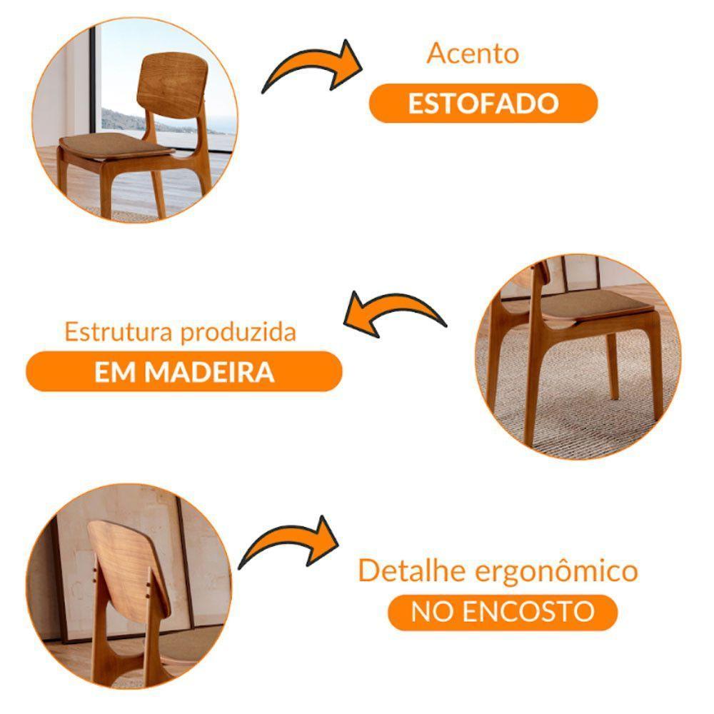 Conjunto Com 2 Cadeiras Malta Gold Moderna Mobília Star Caramelo Imbuia - 5