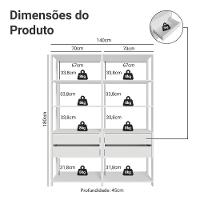Estante Armário Multiuso Para Livros 4 Gavetas 8 Prateleiras 140cm Madesa Branco - 3