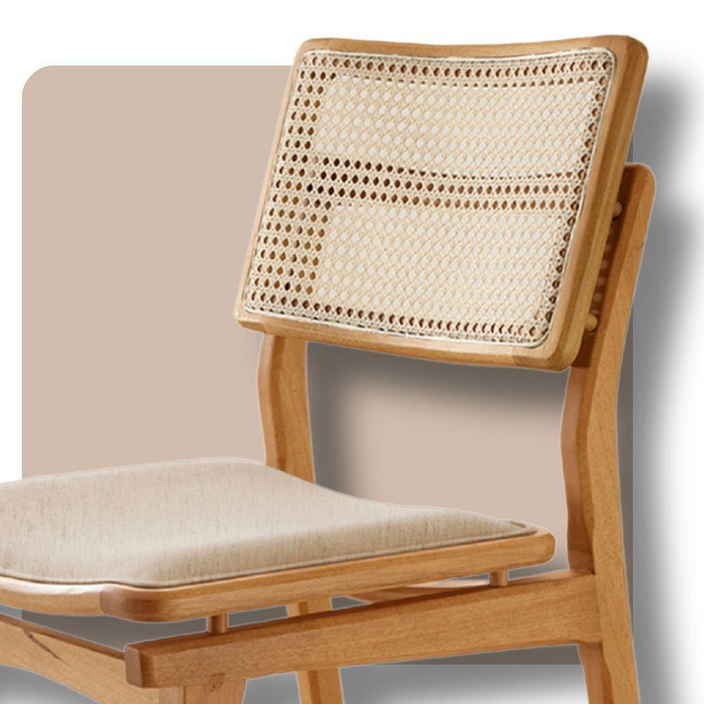 Conjunto Com 2 Banquetas Eva Premium Linho Off Imbuia Natural - 4