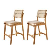 Conjunto Com 2 Banquetas Eva Premium Linho Off Imbuia Natural - 1