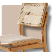 Conjunto Com 2 Banquetas Eva Premium Linho Off Imbuia Natural