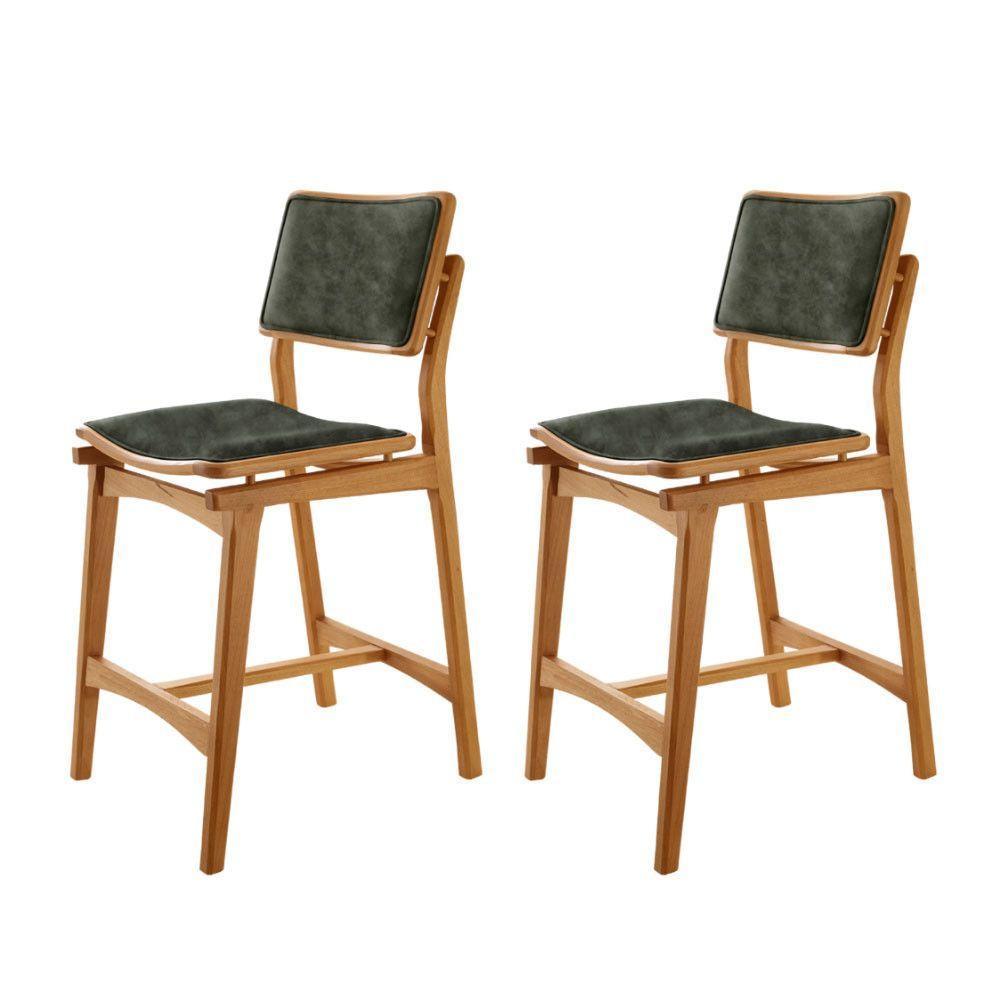 Conjunto Com 2 Banquetas Eva Moderna Jade Imbuia Natural - 1