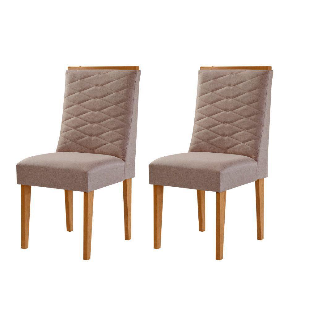 Conjunto Com 2 Cadeiras Mdf Eloise P/ Sala De Jantar Moderna Linho Capuccino/naturale - 1