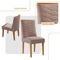 Conjunto Com 2 Cadeiras Mdf Eloise P/ Sala De Jantar Moderna Linho Capuccino/naturale - 2