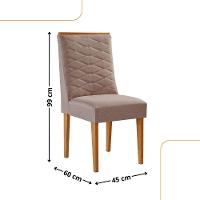 Conjunto Com 2 Cadeiras Mdf Eloise P/ Sala De Jantar Moderna Linho Capuccino/naturale - 3