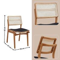 Conjunto Com 2 Cadeiras Madeira Eva Premium Linho Preto Imbuia Natural - 2