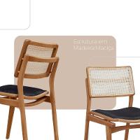 Conjunto Com 2 Cadeiras Madeira Eva Premium Linho Preto Imbuia Natural - 3