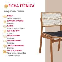 Conjunto Com 2 Cadeiras Madeira Eva Premium Linho Preto Imbuia Natural - 4