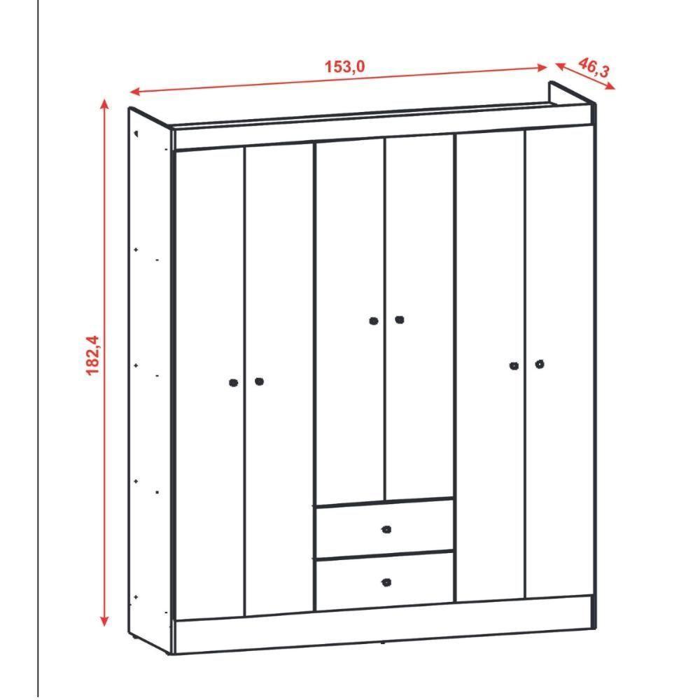 Guarda Roupa Casal 6 Portas 2 Gavetas Itália Branco Rosa Kits Paraná Branco Rosa - 4