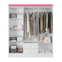 Guarda Roupa Casal 6 Portas 2 Gavetas Itália Branco Rosa Kits Paraná Branco Rosa - 3