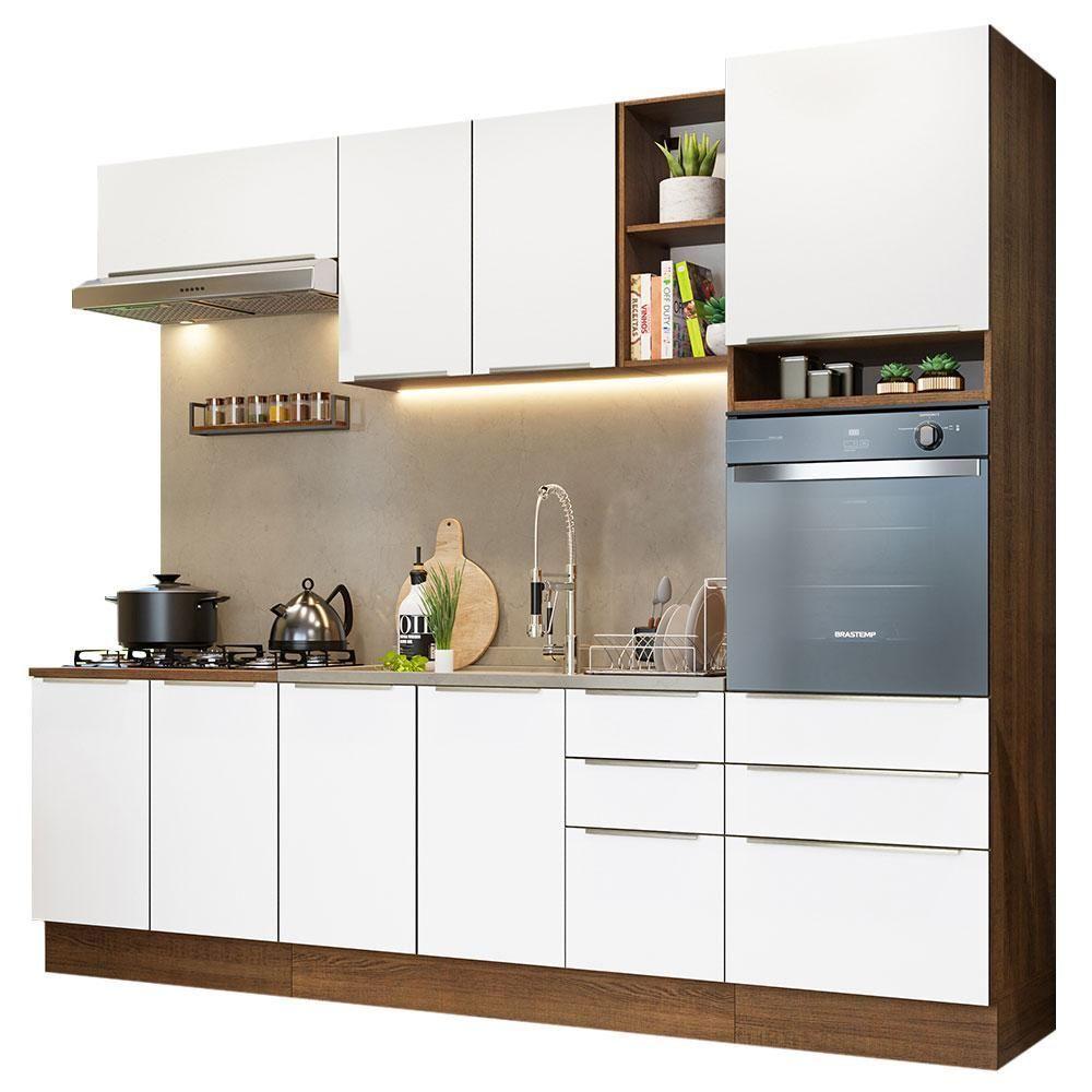 Armário De Cozinha Completa 260cm Rustic/branco Veludo Lux - 10