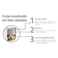 Frigideira Tramontina Grano Em Aço Inox Com Corpo Triplo Com Tampa E Cabo 30 Cm 5,6 L