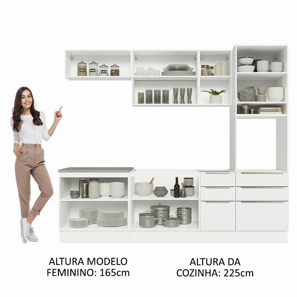 Armário De Cozinha Completa 260cm Branco Veludo Lux Madesa - 7