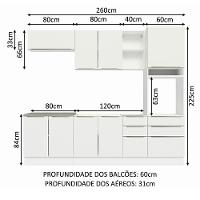 Armário De Cozinha Completa 260cm Branco Veludo Lux Madesa - 9