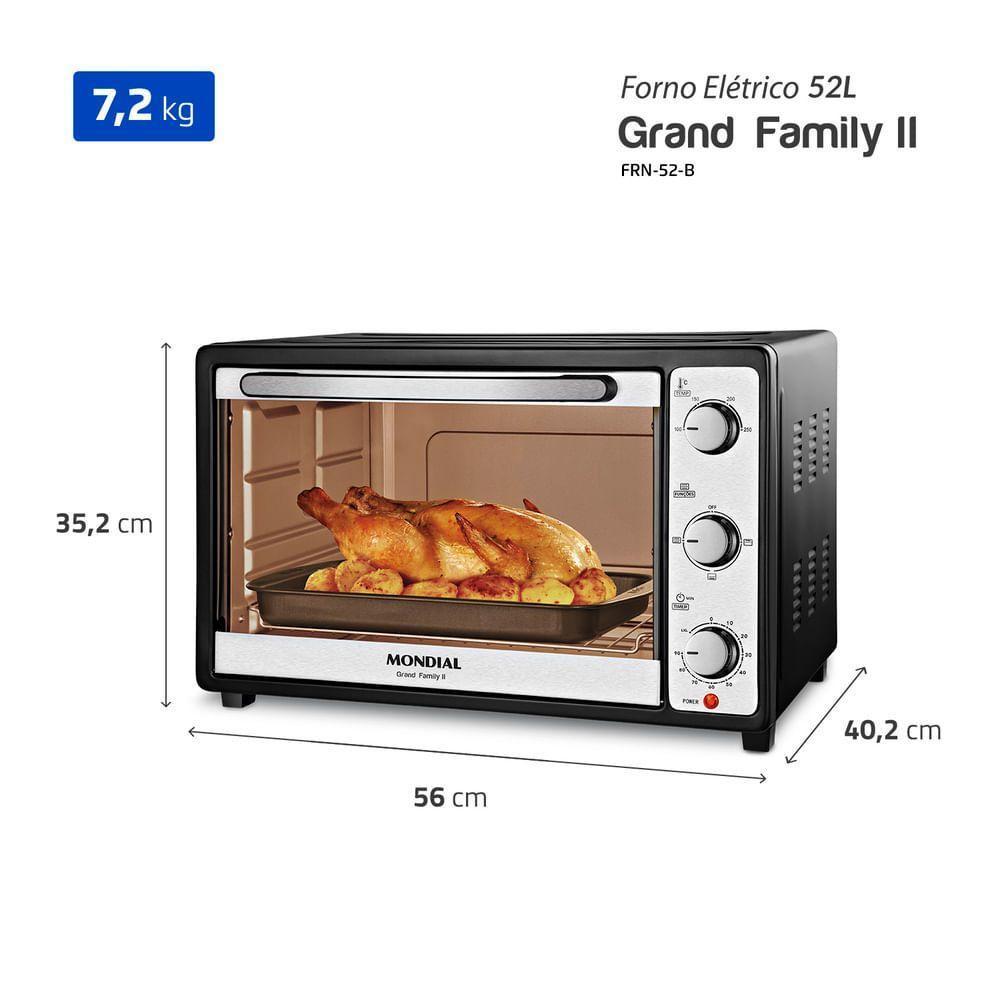 Forno Elétrico Mondial Grand Family II Preto E Inox 1800W 52L FRN-52-B 110V - 7
