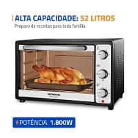 Forno Elétrico Mondial Grand Family II Preto E Inox 1800W 52L FRN-52-B 110V - 2