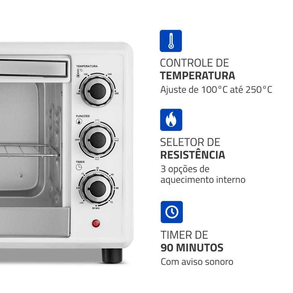 Forno Elétrico 42L Family II Mondial Preto/Inox 1600W FRN-42-W 110V - 4